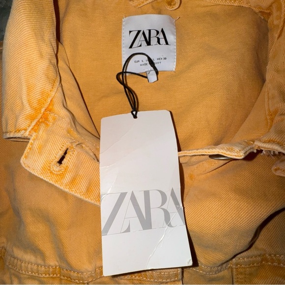ZARA Cropped Jean Jacket – Dark Mustard / Burnt Yellow – Size L - Picture 10 of 13